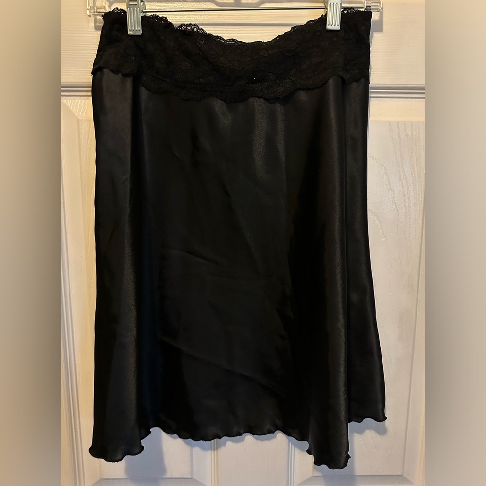Y2K Satin & Lace Trim Top Midi Skirt